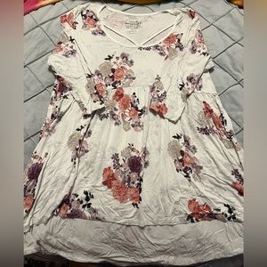 High Low 3/4 Sleeve Cotton Blouse